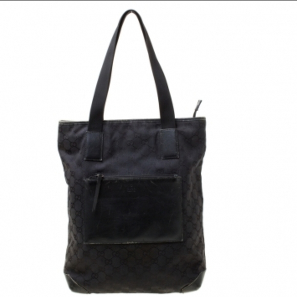 Gucci Monogram Gg Nylon Pocket Shopper Bla…